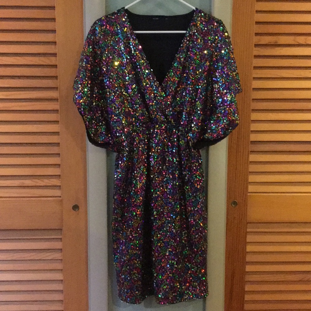 Sequin batwing dress